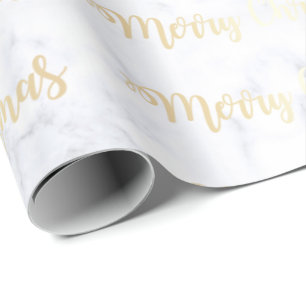 Elegant Gold & Marble Merry Christmas Pattern Wrapping Paper