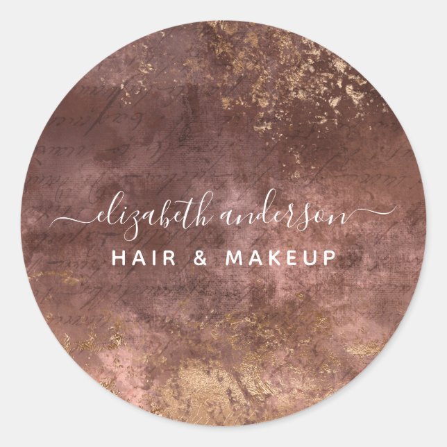 Elegant Gold Marble Modern Chic Salon Business  Classic Round Sticker (Front)