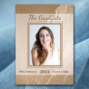 Elegant Gold Marble Modern Graduation Announcement