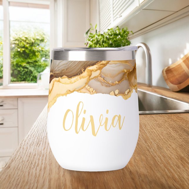Elegant Gold Marble Monogram Personalised Name (Creator Uploaded)