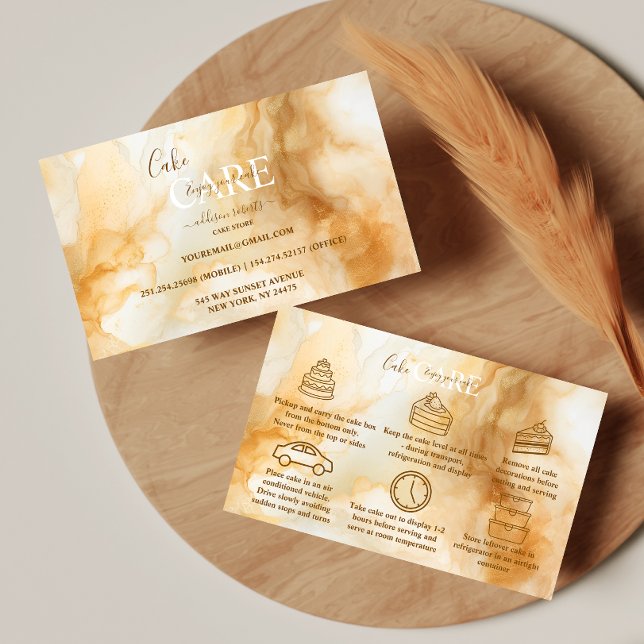 Elegant Gold Marble Professional Cake Care  Business Card (Creator Uploaded)