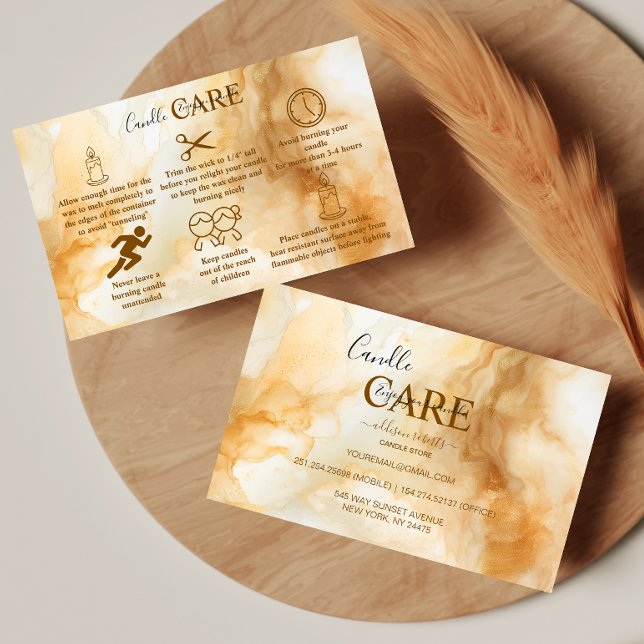 Elegant Gold Marble Professional Candle Care Business Card (Creator Uploaded)
