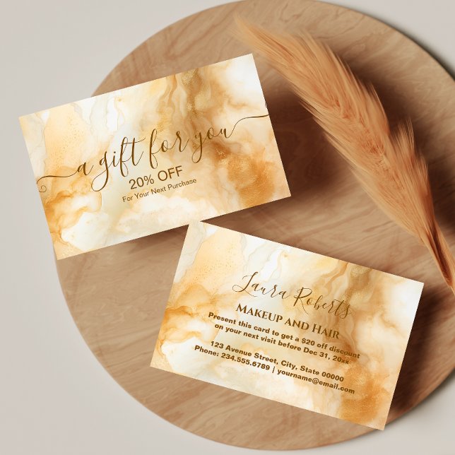 Elegant Gold Marble Professional Discount Card (Creator Uploaded)