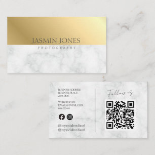 Elegant Gold Marble QR Code Business Card