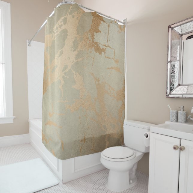 Elegant Gold Marble Shower Curtain (In Situ)