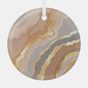 Elegant Gold Marble: Stylised Background. Glass Tree Decoration