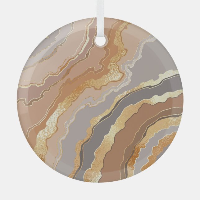 Elegant Gold Marble: Stylised Background. Glass Tree Decoration (Front)