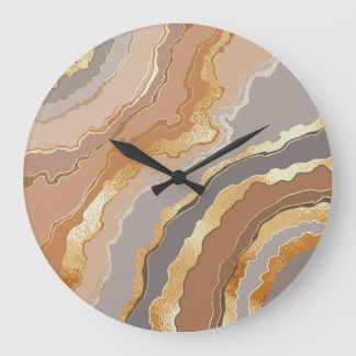 Elegant Gold Marble: Stylised Background. Large Clock