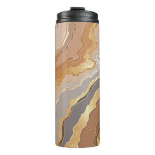 Elegant Gold Marble: Stylised Background. Thermal Tumbler