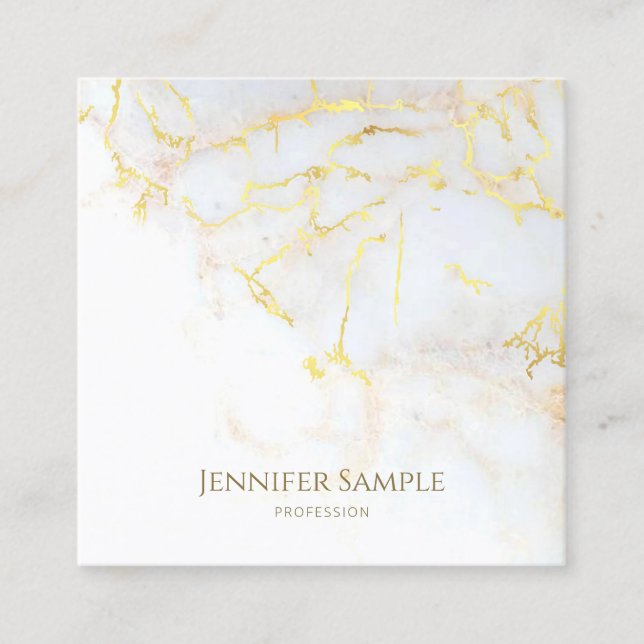Elegant Gold Marble Template Luxury Golden Modern Square Business Card (Front)