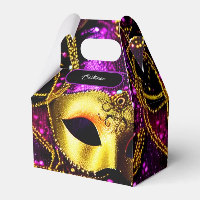 Elegant Gold Mask Gable Favour Box (Front Side)