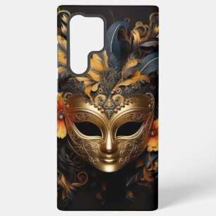 Elegant Gold Masquerade Mask with Feathers Samsung Galaxy Case