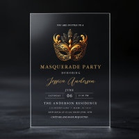 Elegant Gold Masquerade Party Birthday