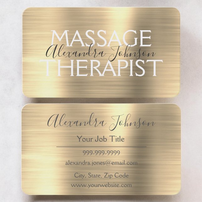 Elegant Gold Massage Therapist Business Card (Creator Uploaded)