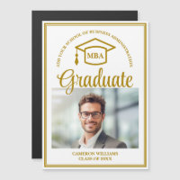Elegant Gold MBA Graduation Photo Magnet Card