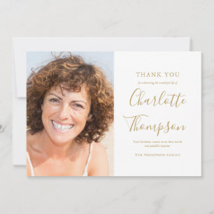 Elegant Gold Memorial Funeral Photo Thank You Card