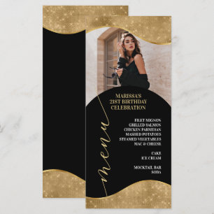 Elegant Gold Menu Place Card with Photo