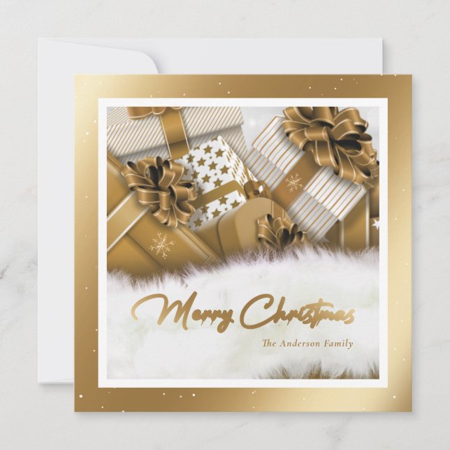 Elegant Gold Merry Christmas Card (Front)