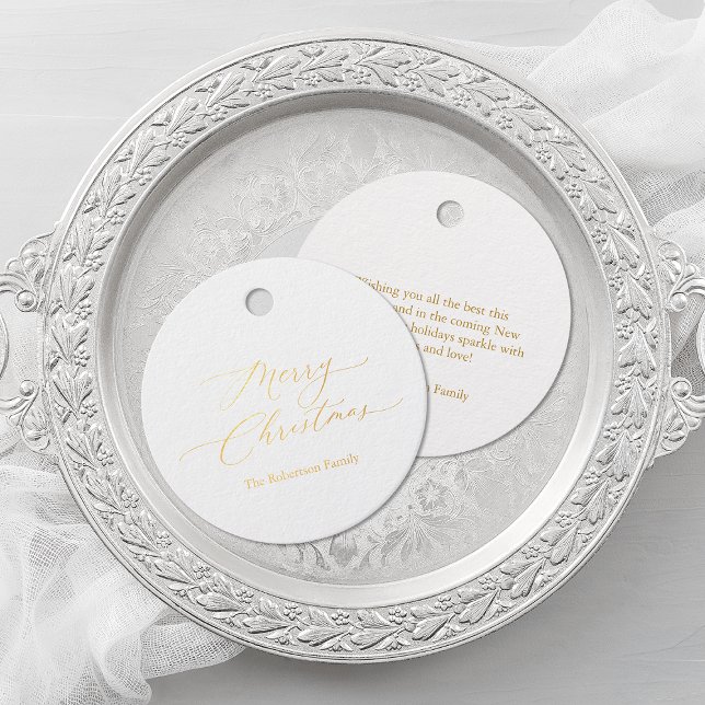 Elegant Gold “Merry Christmas” Gift Tag (Creator Uploaded)