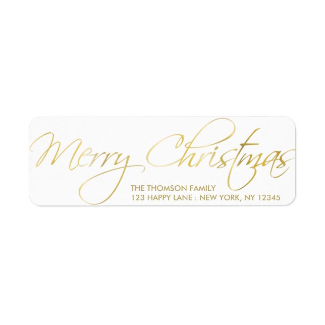 Elegant Gold Merry Christmas Hand Lettered Label (Front)