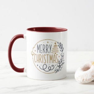 Elegant Gold Merry Christmas Modern Typography  Mug