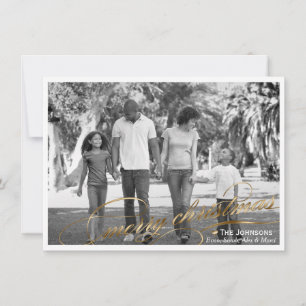 Elegant Gold Merry Christmas Photo Card