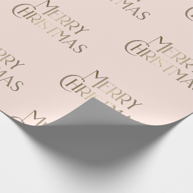 Elegant Gold Merry Christmas Pink Holiday  Wrapping Paper (Corner)
