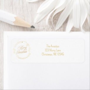 Elegant Gold Merry Christmas Return Address