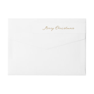 Elegant Gold Merry Christmas Return Address Wrap Around Label