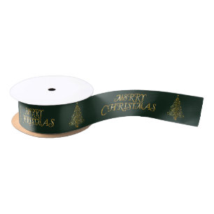 Elegant gold Merry Christmas Tree Satin Ribbon