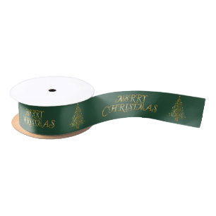 Elegant gold Merry Christmas Tree Satin Ribbon