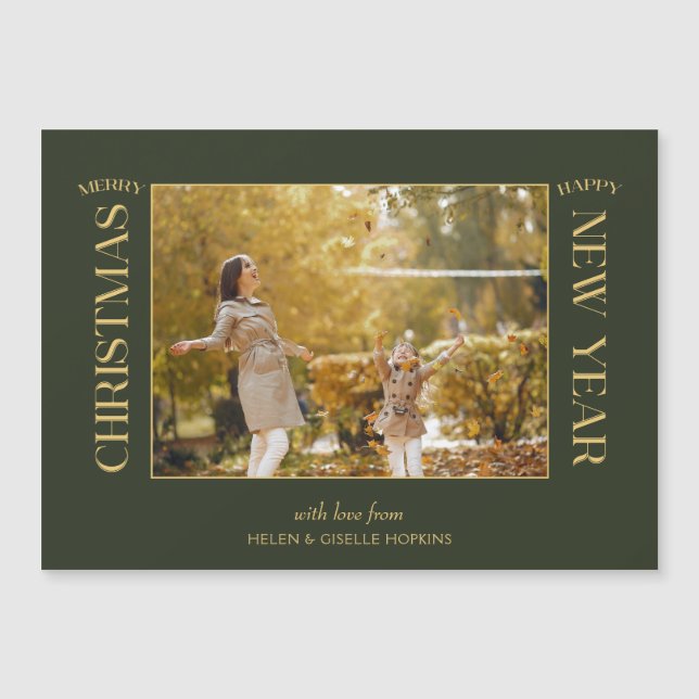 Elegant Gold Merry Christmas Typography Photo (Front)
