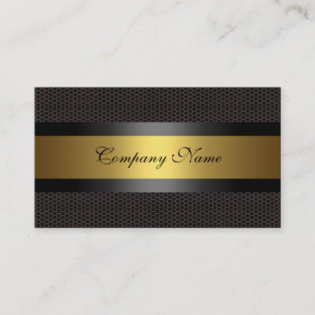 Elegant Gold Metal Black White Business Card (Front)