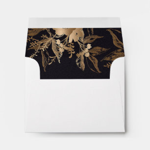 Elegant Gold Metallic Floral Arrangement Wedding Envelope