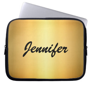 elegant Gold metallic modern script name trendy Laptop Sleeve