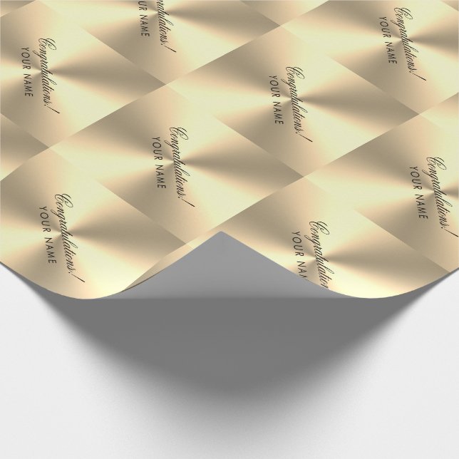 Elegant gold metallic shine personalised wrapping paper (Corner)