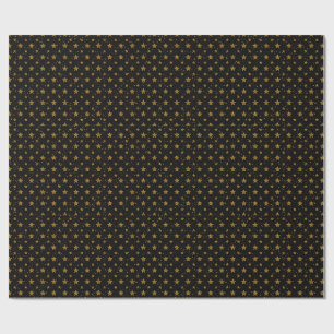 Elegant Gold Metallic Stars on BlackWrapping Paper