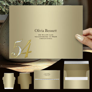 Elegant Gold Milestone 54 Anniversary Birthday Envelope