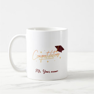 Elegant Gold Minimal Graduation School cap name Coffee Mug