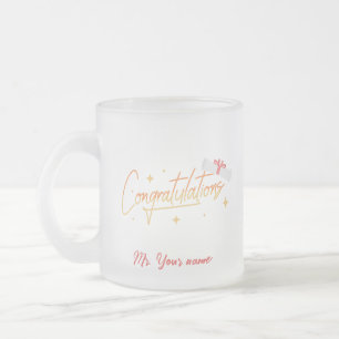 Elegant Gold Minimal Graduation School Pink name Frosted Glass Coffee Mug