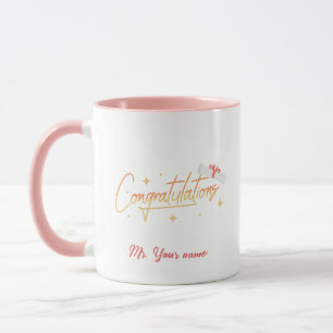Elegant Gold Minimal Graduation School Pink name Mug
