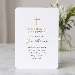Elegant Gold Minimalist Baptism Invite