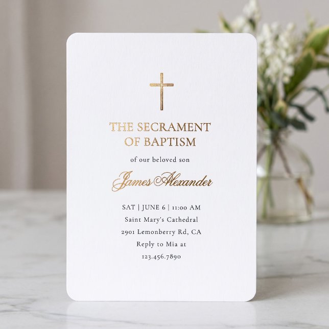 Elegant Gold Minimalist Baptism Invite (Creator Uploaded)