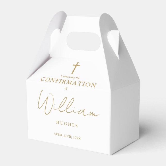 Elegant Gold Minimalist Confirmation Favour Box (Front Side)
