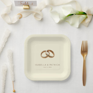 Elegant Gold Minimalist Rings Paper Plate