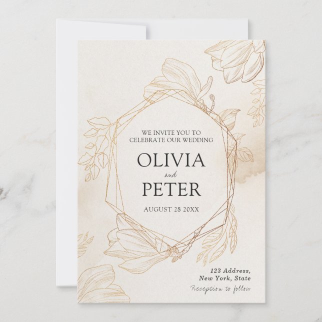 Elegant Gold Minimalist Wedding Invitation (Front)