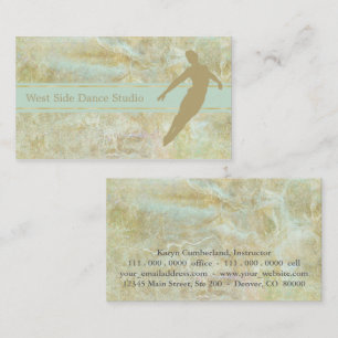 Elegant Gold Mint Abstract Dance Business Card