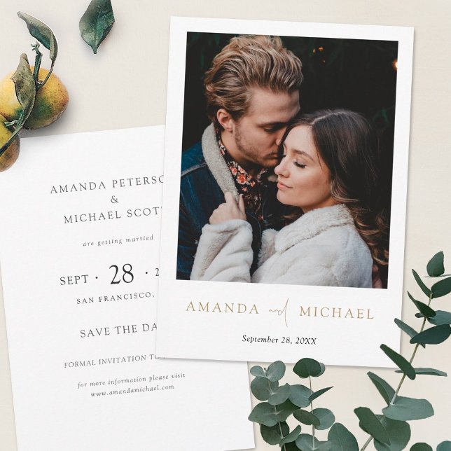 Elegant Gold Mixed Font Script Photo Save The Date (Creator Uploaded)