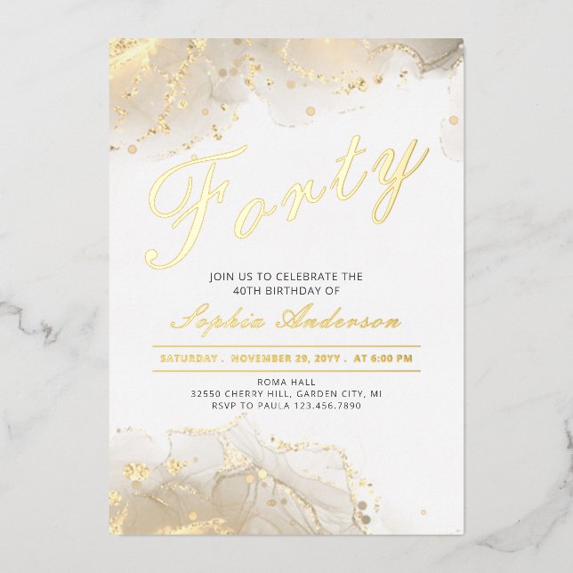 Elegant Gold Modern 40th Birthday (Front)