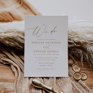 Elegant Gold Modern Calligraphy We Do Wedding Invitation